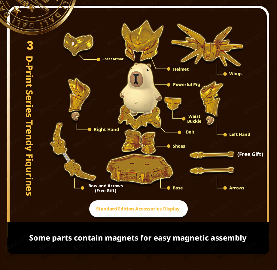 Original Chongtun King 3D Printed Capybara Trendy Collectible Ornament Creative Magnetic Toy